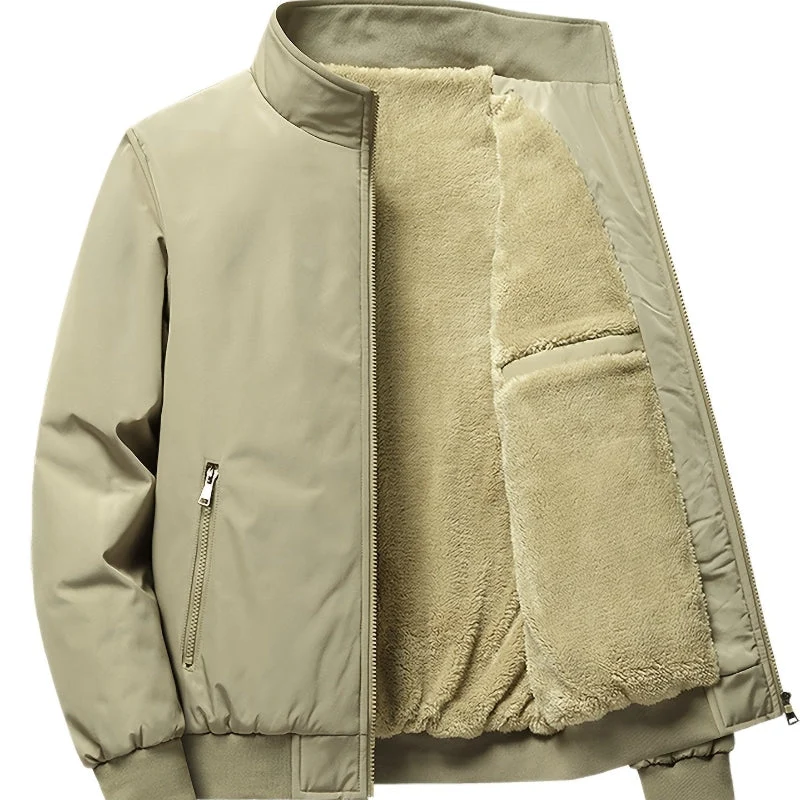 Herren Outdoor Jacke mit Fleece | Einfarbig Reißverschluss
