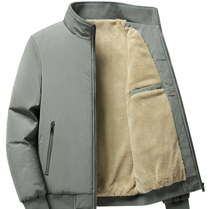 Herren Outdoor Jacke mit Fleece | Einfarbig Reißverschluss