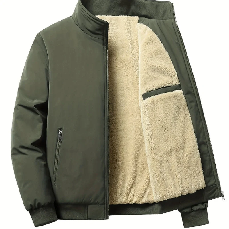 Herren Outdoor Jacke mit Fleece | Einfarbig Reißverschluss