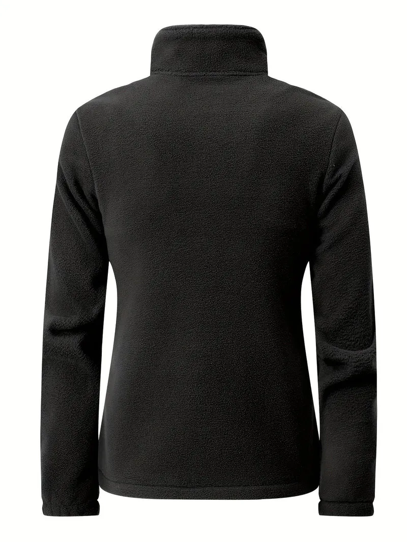 Fleecejacke Damen Mit Stehkragen | Reißverschluss Sportjacke Outdoor