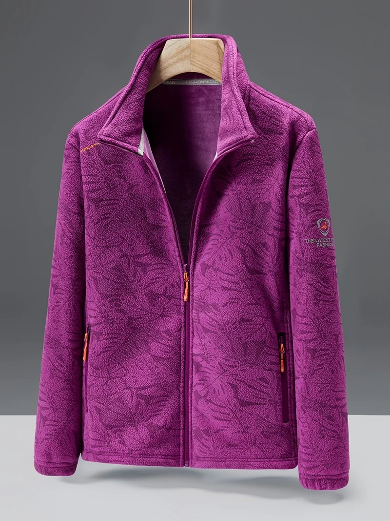 Damen-Fleecejacke mit durchgehendem Reißverschluss | Outdoor-Jacke mit Rollkragen