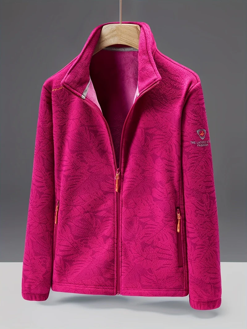 Damen-Fleecejacke mit durchgehendem Reißverschluss | Outdoor-Jacke mit Rollkragen