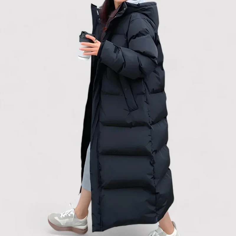 Lange Winter Pufferjacke für Damen mit Kapuze