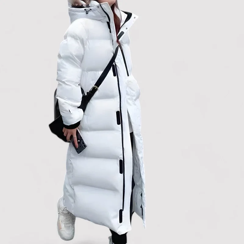 Lange Winter Pufferjacke für Damen mit Kapuze