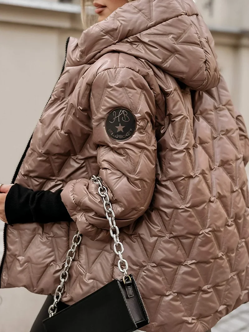 Damen Steppjacke mit Kapuze und Reißverschluss