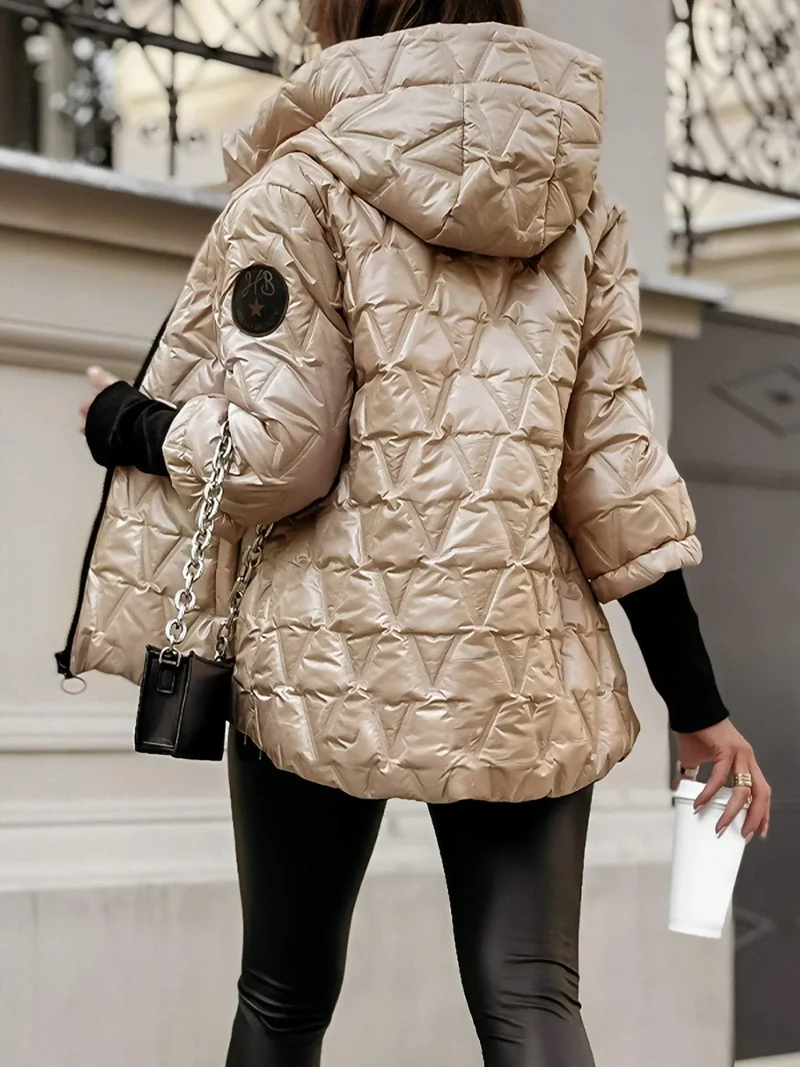 Damen Steppjacke mit Kapuze und Reißverschluss