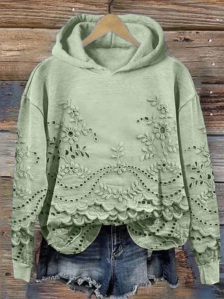 Hoodie mit floraler Stickerei und lässigem Schnitt
