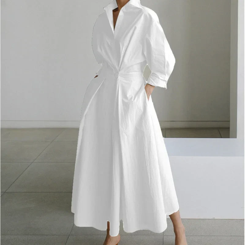 Damen Maxikleid mit Front-Wickelkragen und Musterprint
