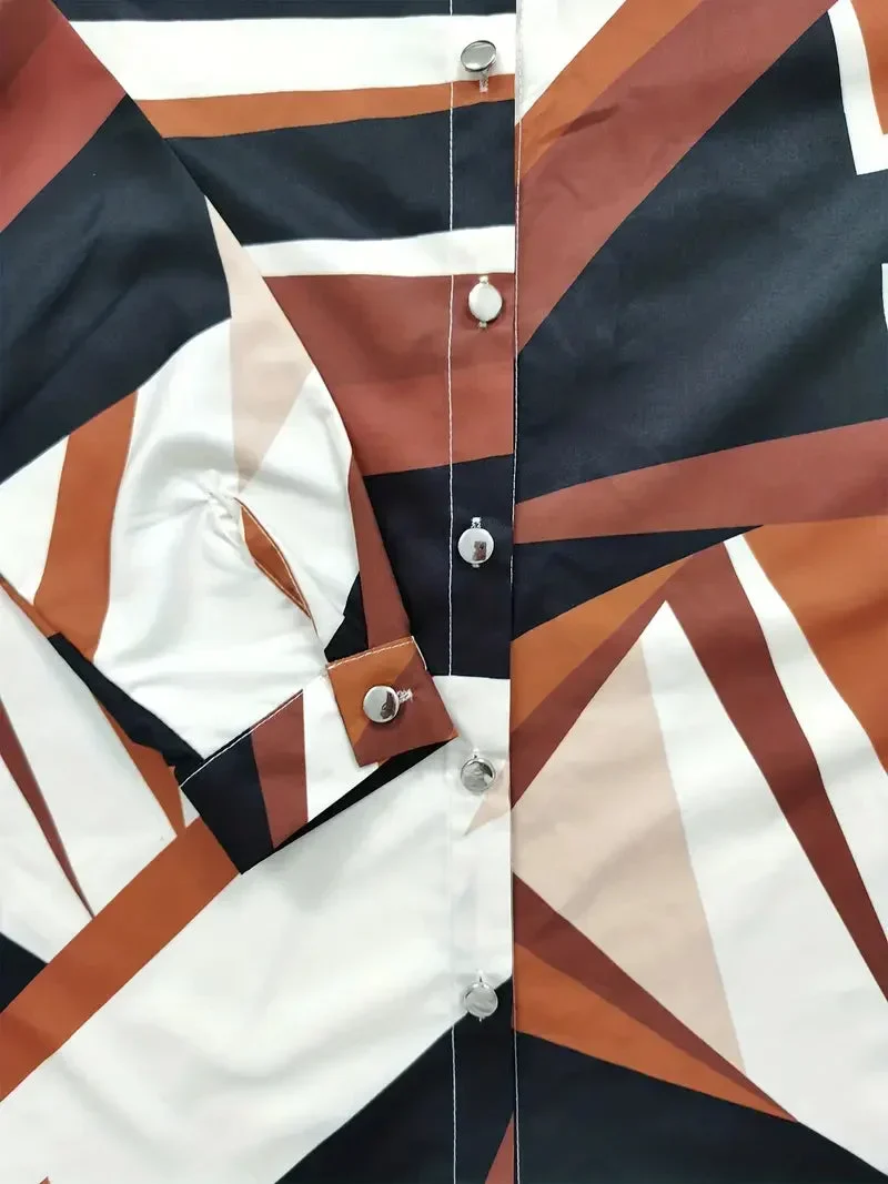 Damen Bluse mit Blattmuster und Dreiviertelärmeln