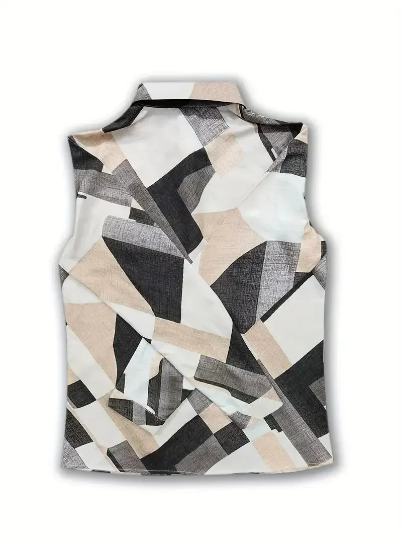 Damen Bluse mit Blattmuster und Dreiviertelärmeln