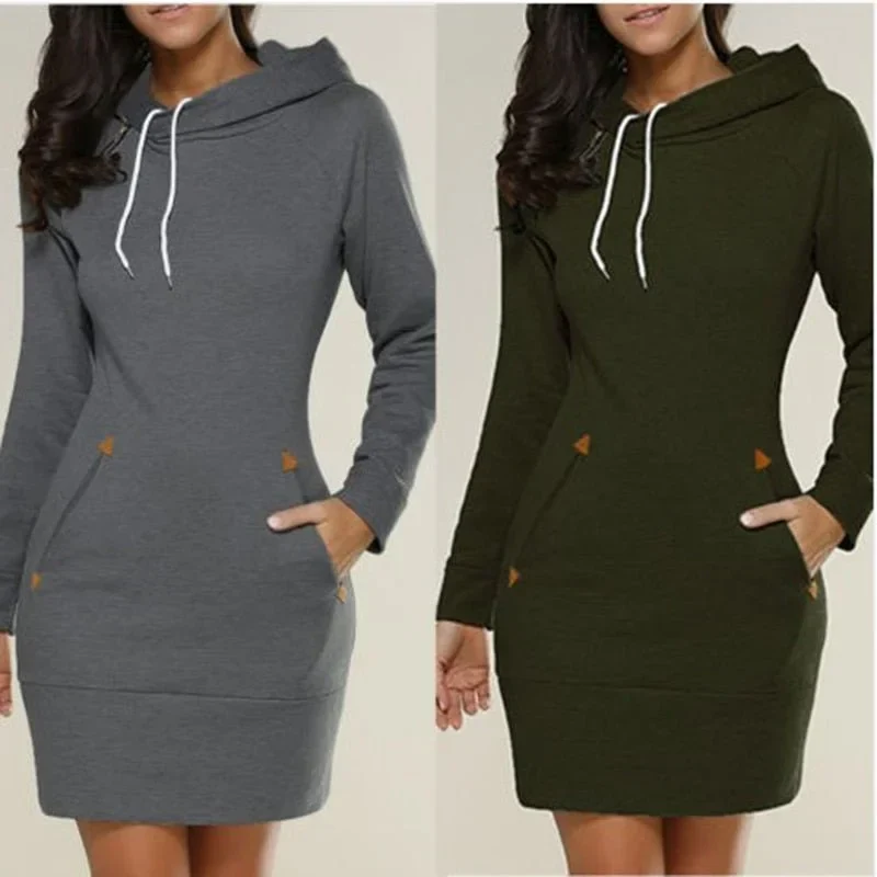 Lässiges Damen Hoodie-Kleid mit praktischen Taschen
