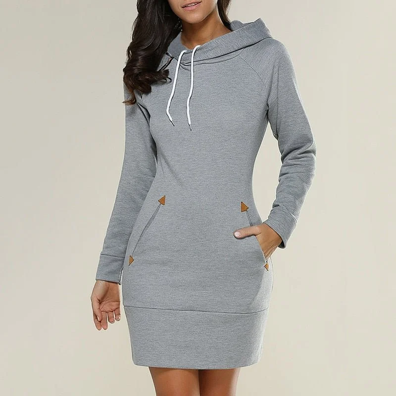 Lässiges Damen Hoodie-Kleid mit praktischen Taschen