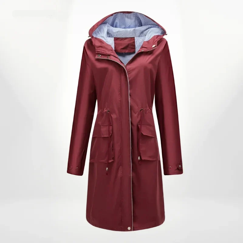 Damen Regenjacke mit Kapuze und wasserdichtem Stoff