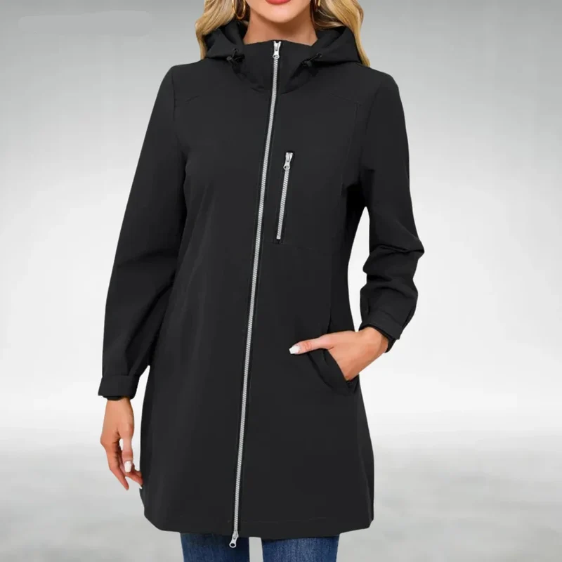 Damen Regenjacke mit Kapuze und Reißverschluss