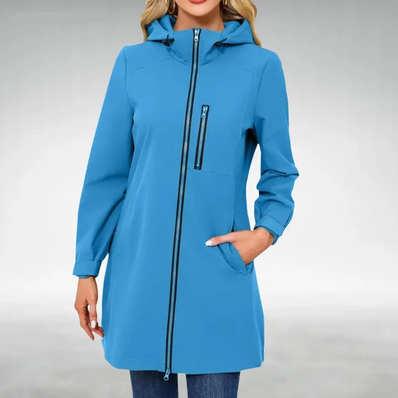 Damen Regenjacke mit Kapuze und Reißverschluss
