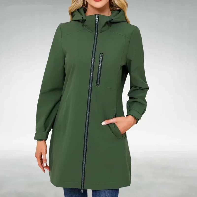 Damen Regenjacke mit Kapuze und Reißverschluss