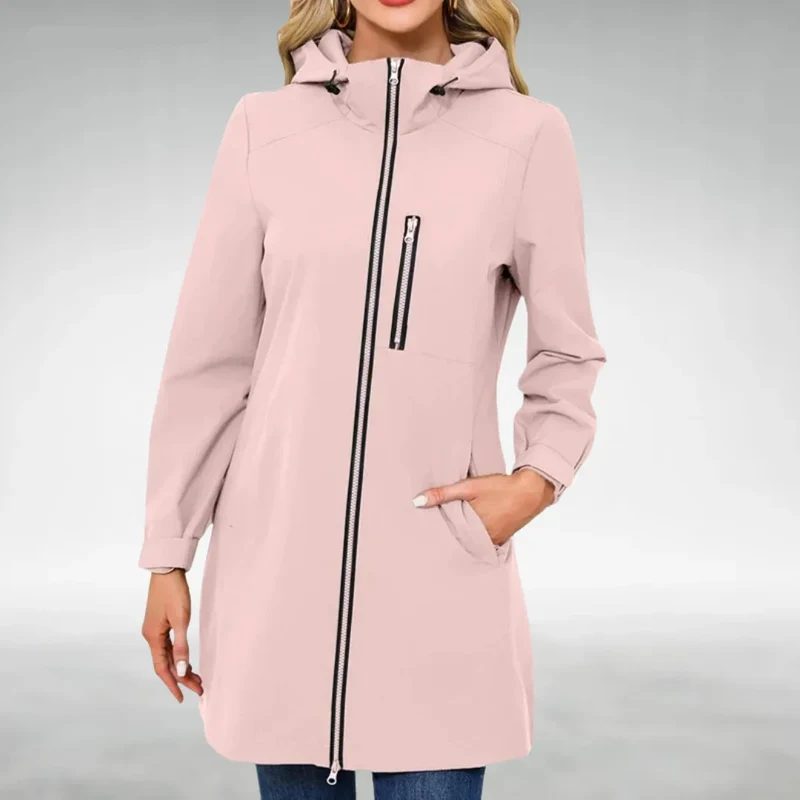 Damen Regenjacke mit Kapuze und Reißverschluss