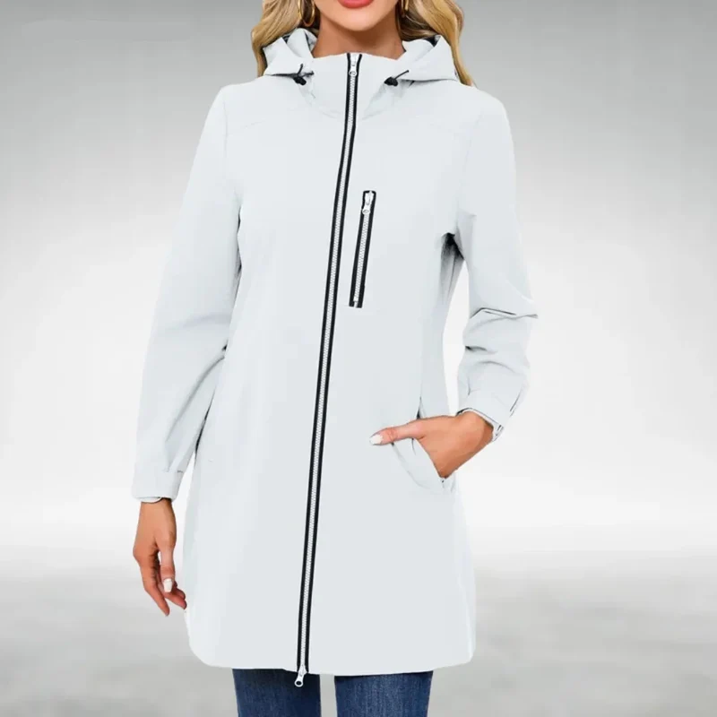 Damen Regenjacke mit Kapuze und Reißverschluss