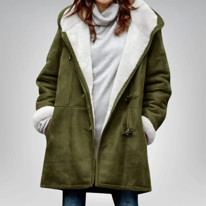 Damen Fleecejacke mit Kapuze und Taschen