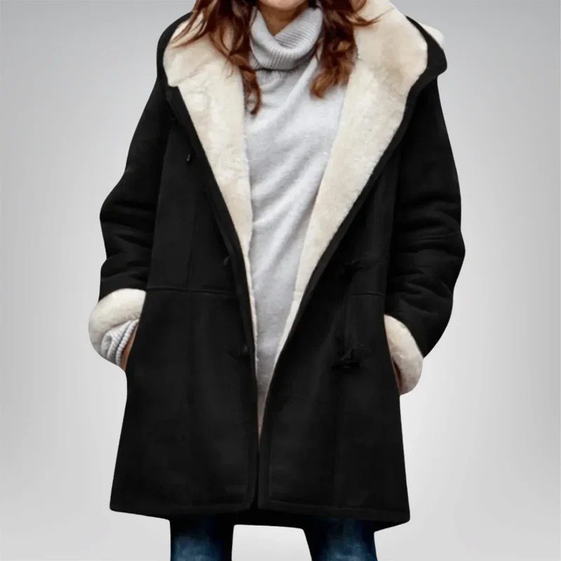 Damen Fleecejacke mit Kapuze und Taschen