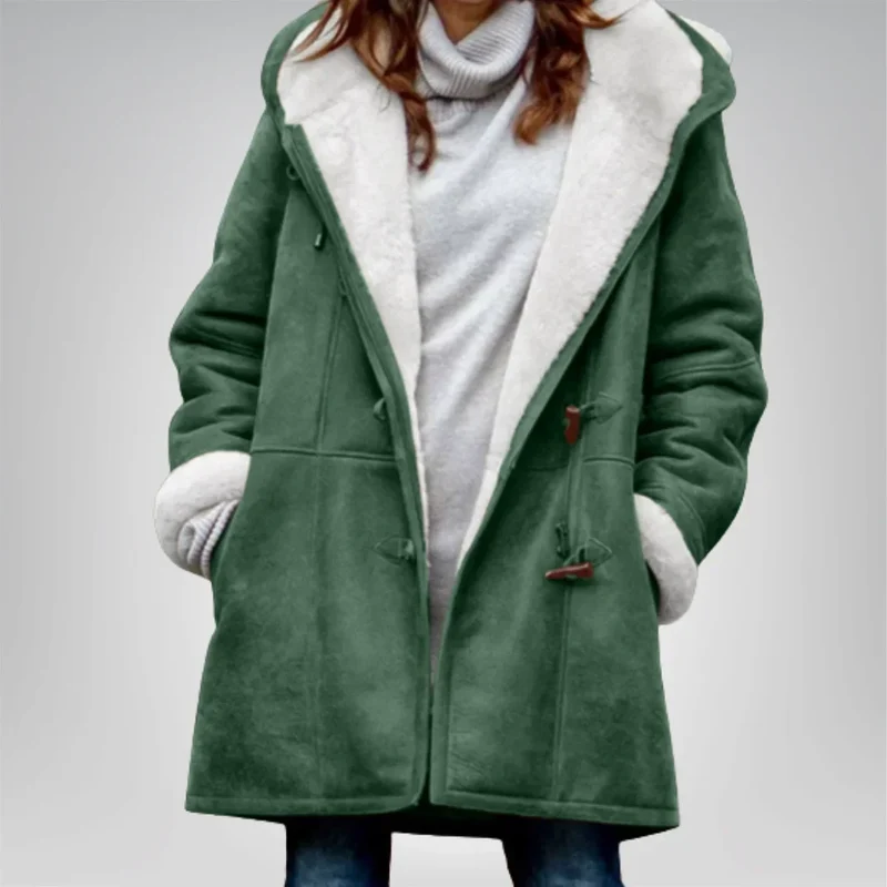 Damen Fleecejacke mit Kapuze und Taschen