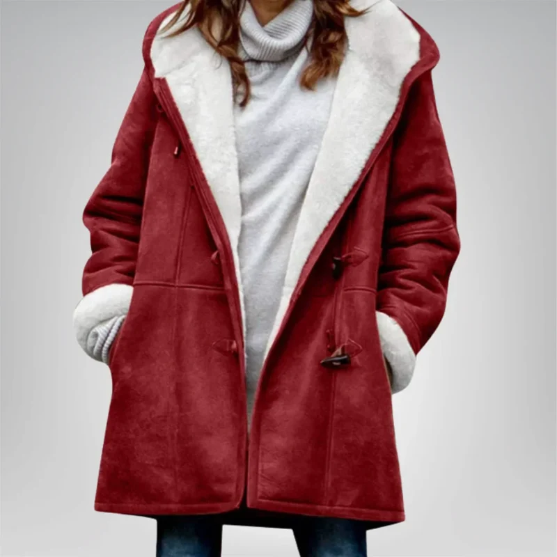 Damen Fleecejacke mit Kapuze und Taschen