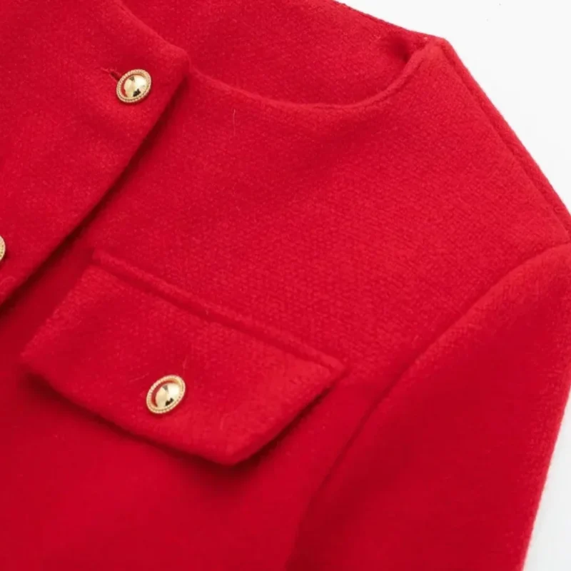 Damen Kurzjacke mit Knopfdetails und geradem Schnitt