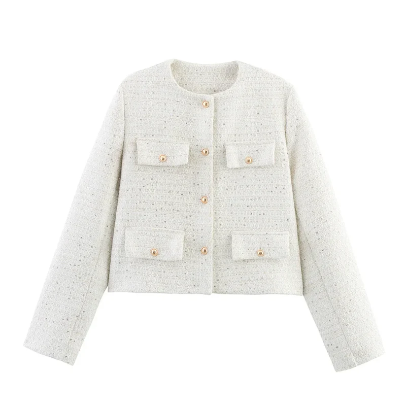 Damen Kurzjacke mit Knopfdetails und geradem Schnitt