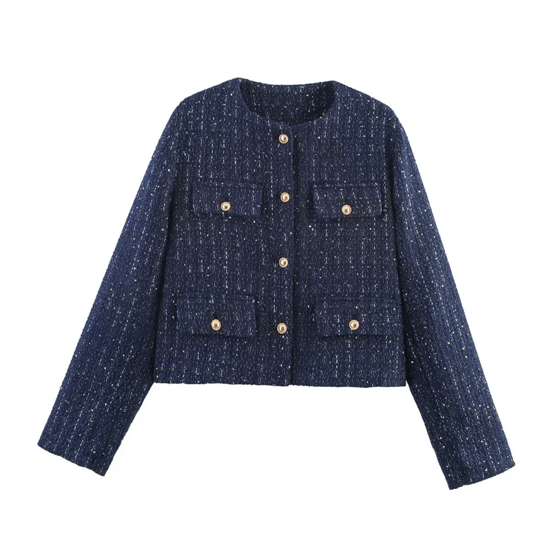 Damen Kurzjacke mit Knopfdetails und geradem Schnitt
