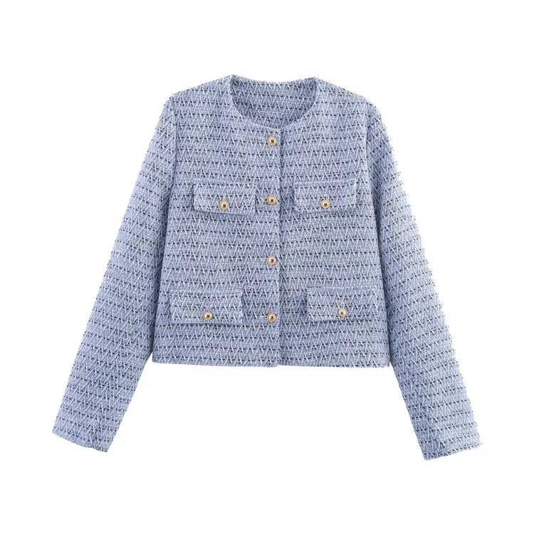 Damen Kurzjacke mit Knopfdetails und geradem Schnitt