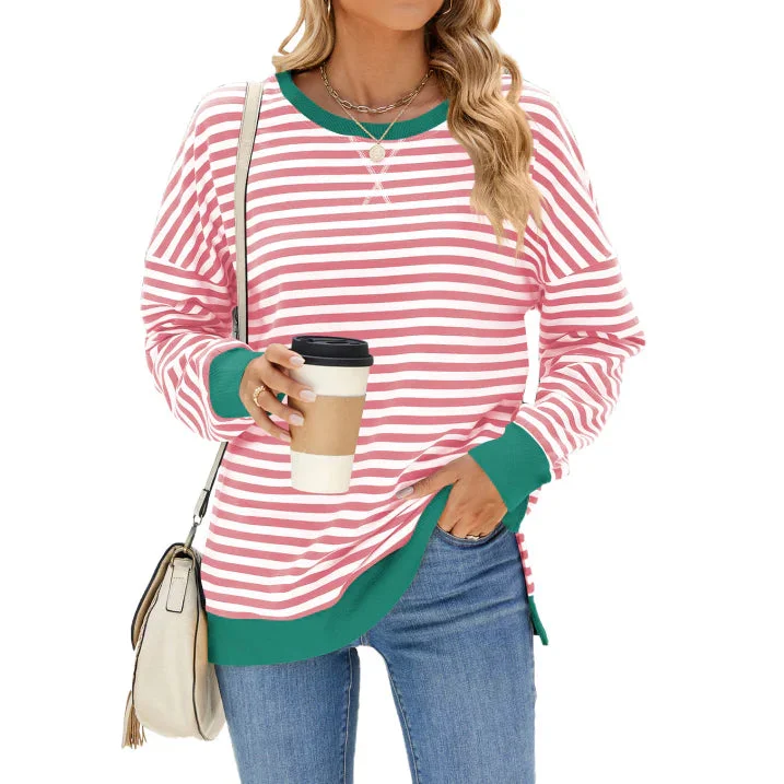 Oversized Sweatshirt für Damen mit Streifenmuster