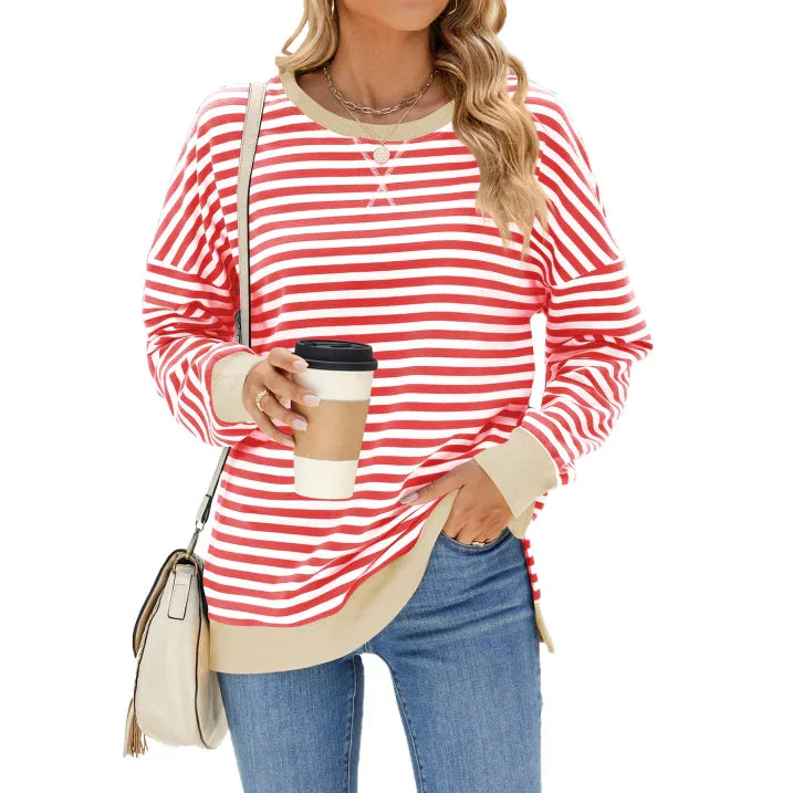 Oversized Sweatshirt für Damen mit Streifenmuster