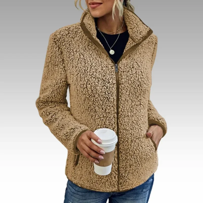 Damen Fleecejacke mit Reißverschluss und Stehkragen