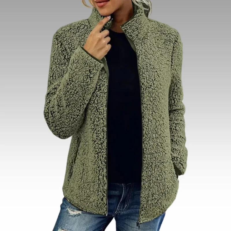 Damen Fleecejacke mit Reißverschluss und Stehkragen