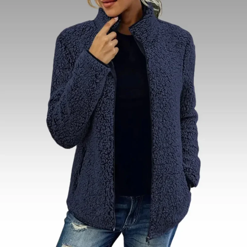 Damen Fleecejacke mit Reißverschluss und Stehkragen