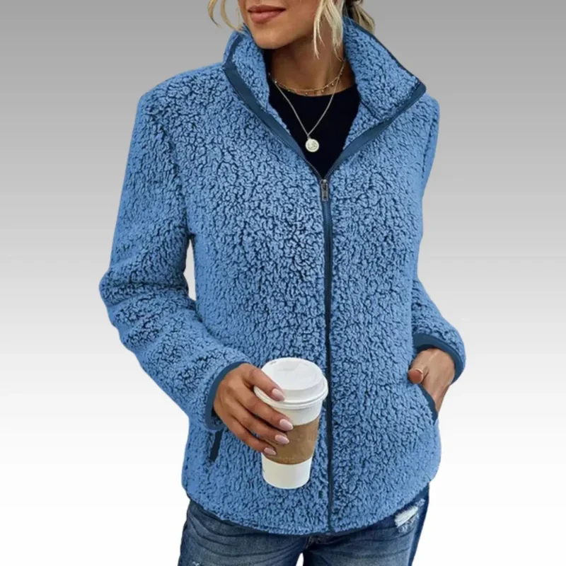 Damen Fleecejacke mit Reißverschluss und Stehkragen