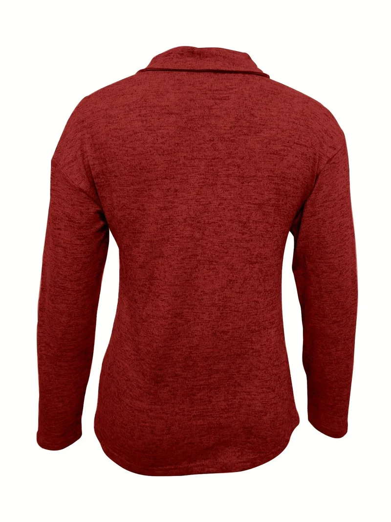 Damen Halbreißverschluss Pullover mit Kragen
