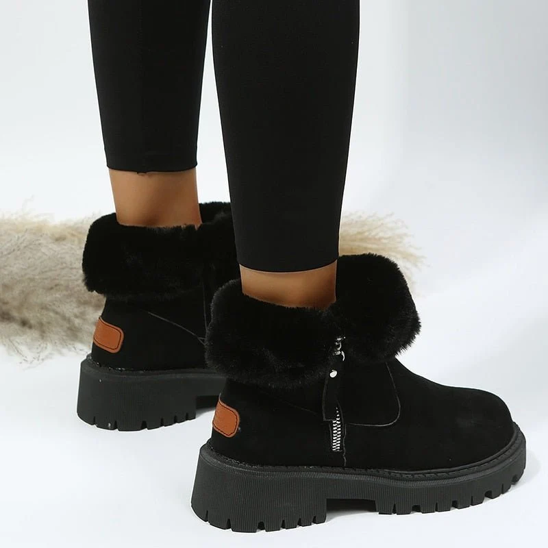 Winterschuhe Damen | Knöchelhoch mit Umgeschlagenem Fellrand