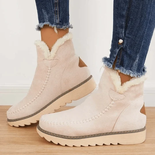 Winterschuhe Damen | Knöchelhoch mit Mittlerer Sohle und Fellbesatz