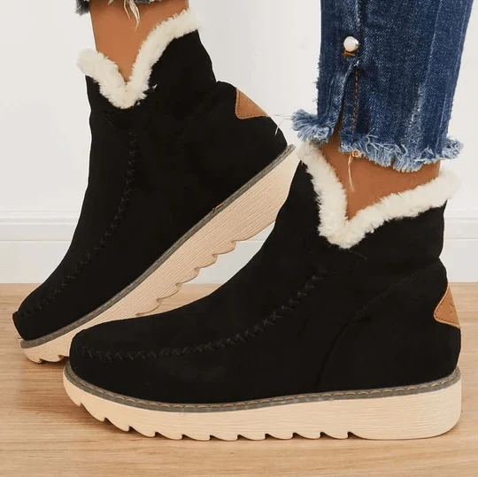 Winterschuhe Damen | Knöchelhoch mit Mittlerer Sohle und Fellbesatz