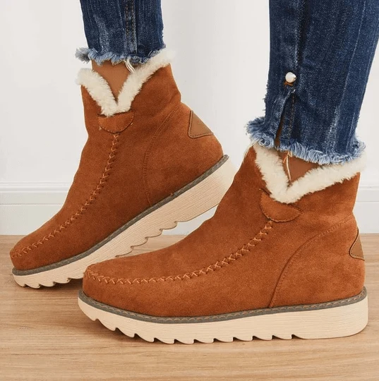 Winterschuhe Damen | Knöchelhoch mit Mittlerer Sohle und Fellbesatz