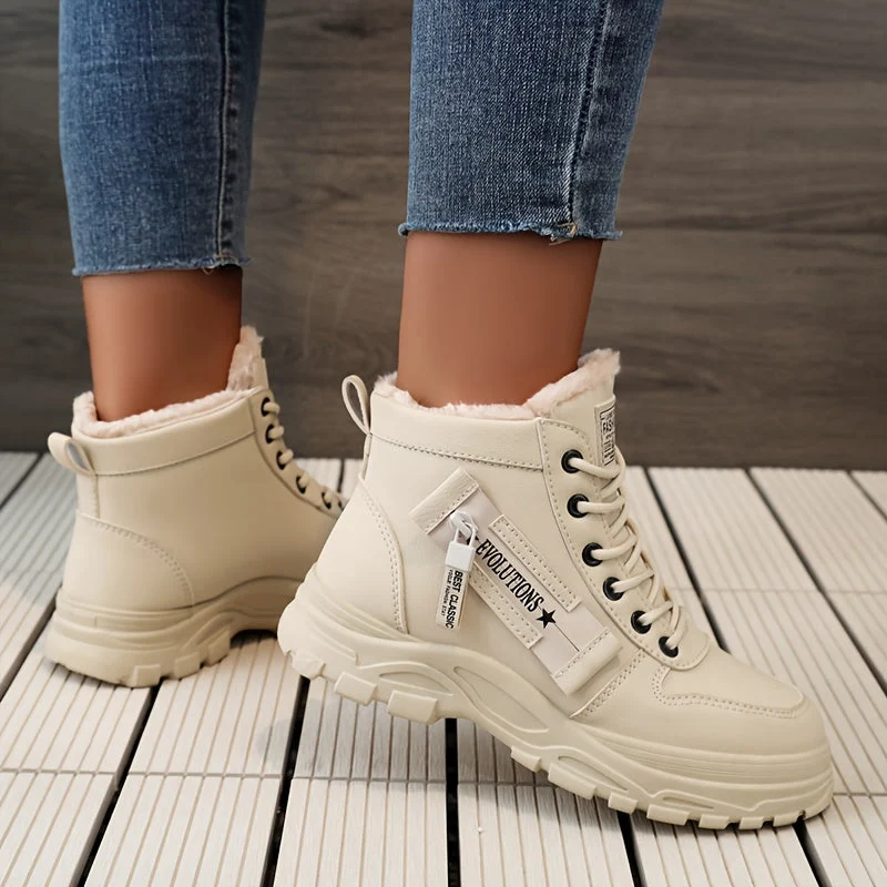 Winterschuhe Damen Stiefel | High-Top mit Lace-Up und Profilsohle