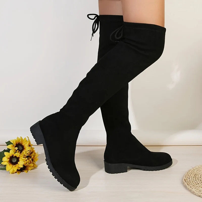 Overknee Stiefel Damen | Schlupf mit Blockabsatz