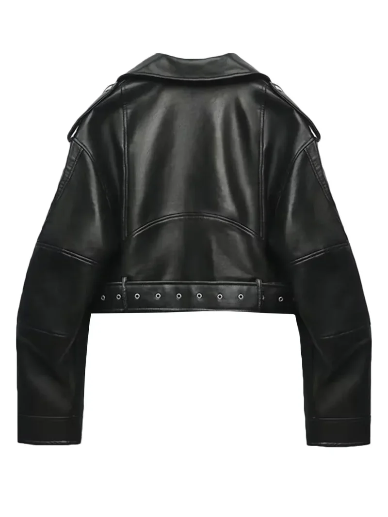 Bikerjacke Damen Kurz | Asymmetrischer Reißverschluss und Brusttaschen