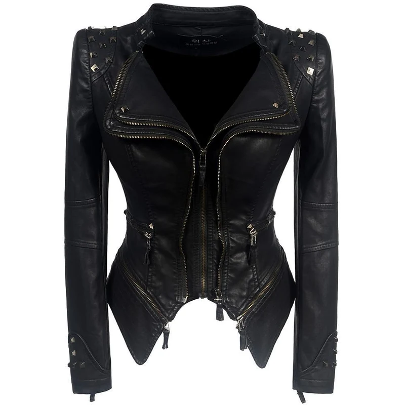 Bikerjacke Damen Slim Fit | Mit Reißverschluss für den Alltag