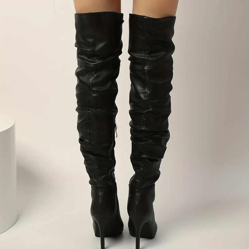 Overknee Stiefel Damen | Spitze Zehenform mit Seitlichem Reißverschluss