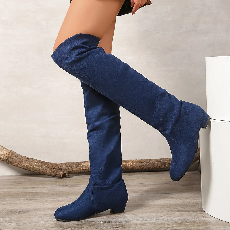 Overknee Stiefel Damen | Runder Zehenbereich mit Hohem Schaft
