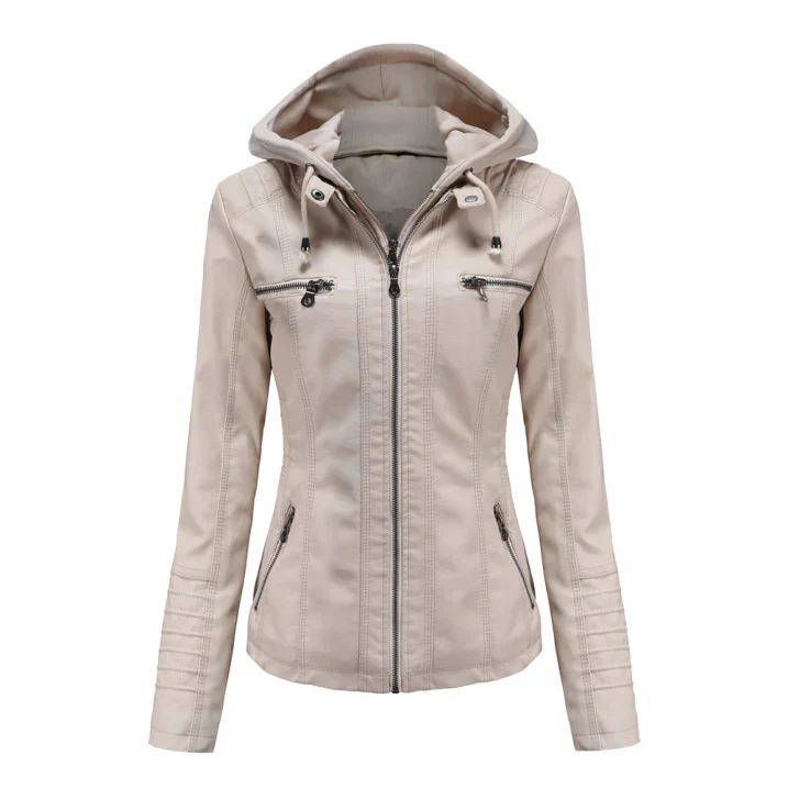 Bikerjacke Damen Mit Kapuze | Langarm und Reißverschluss