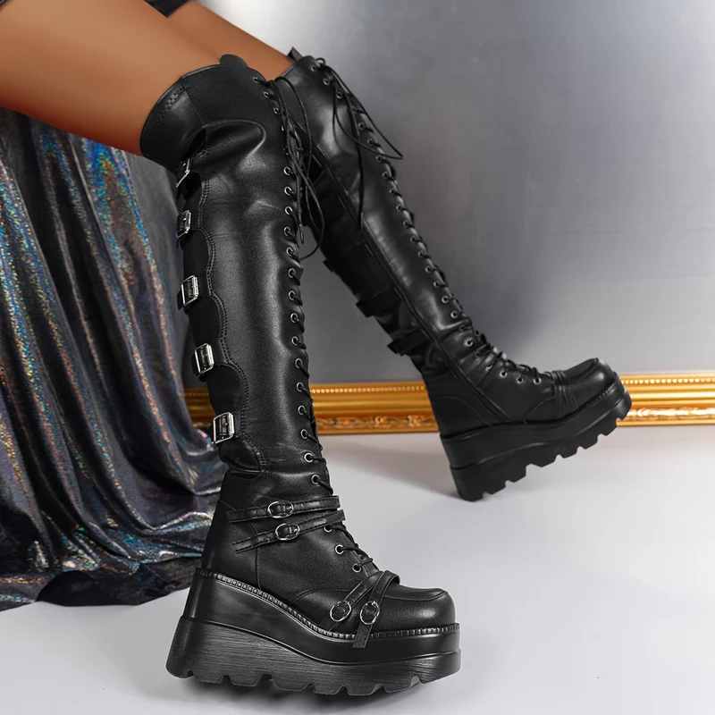 Overknee Stiefel Damen | Mittlerer Blockabsatz mit Schaft