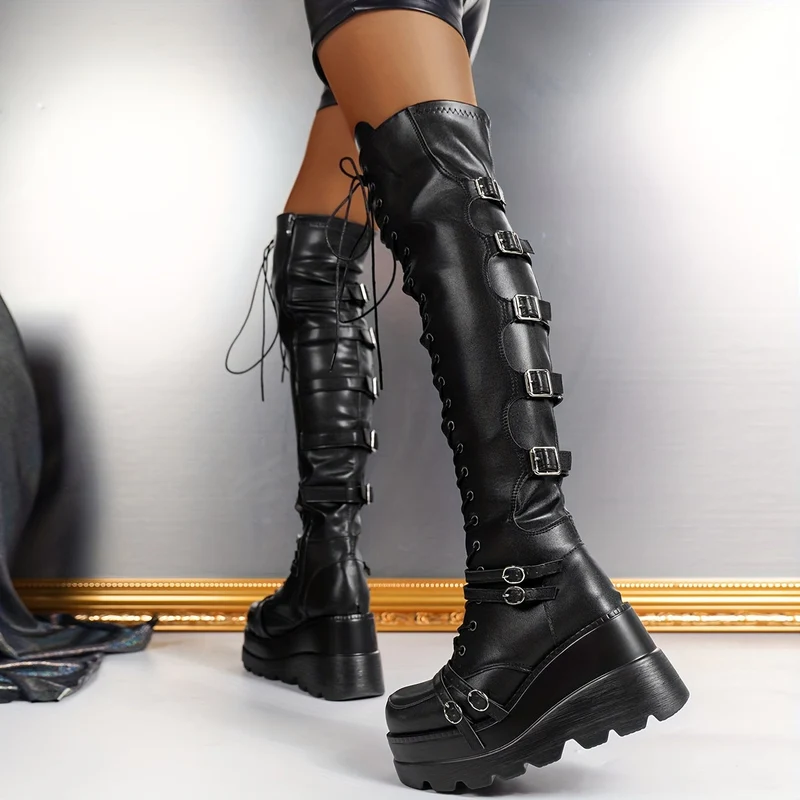 Overknee Stiefel Damen | Mittlerer Blockabsatz mit Schaft